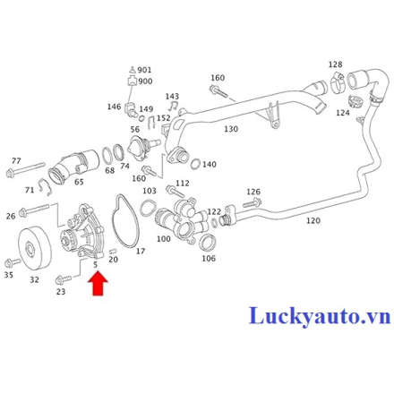 Bơm nước xe Mercedes C200 W203, W204_ A2712000401- 2712000401